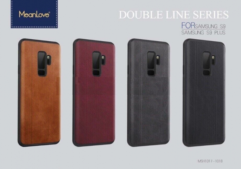 Ốp Lưng Samsung Galaxy S9 Plus Dạng Da Hiệu MeanLove Double Line chính hãng được làm bằng chất liệu da công nghiệp cao cấp thiết kế phong cách đơn giản nhưng mạnh mẽ